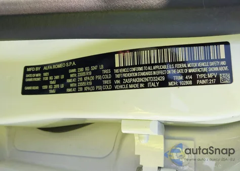 2022 Alfa Romeo Stelvio Ti Awd from USA, damaged, VIN ZASPAKBN2N7D32429